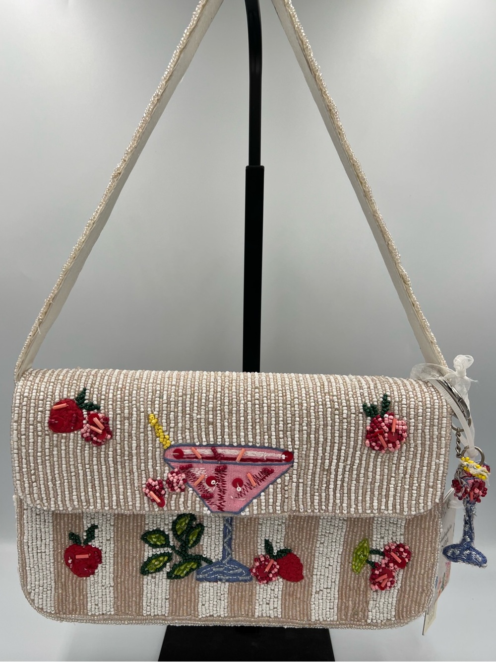 Viral Beaded Martini & Strawberry Cocktail
Shoulder Bag with Charm NWT